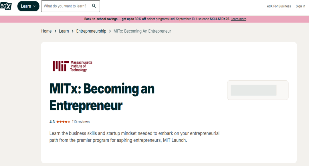 دورة كيف تصبح رائد أعمال- منصة Edx