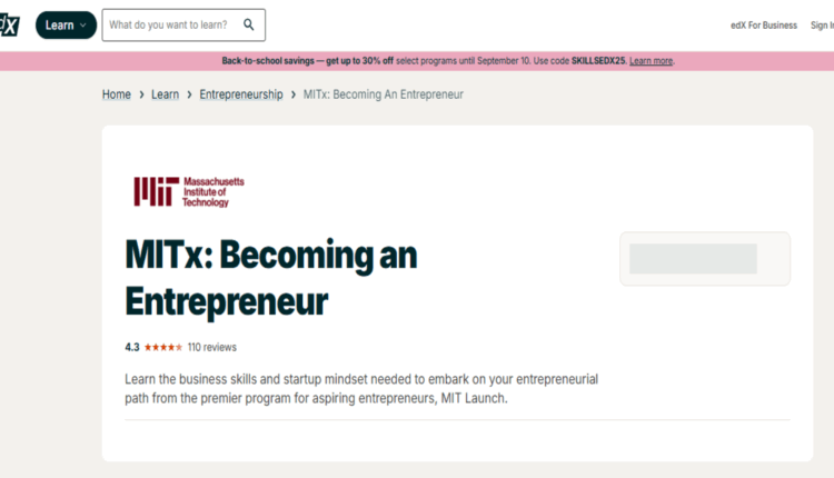دورة كيف تصبح رائد أعمال- منصة Edx