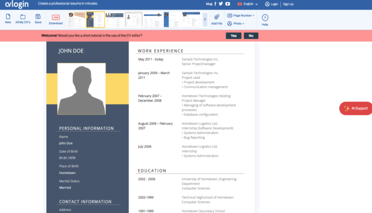 Cv Login لإنشاء السيرة الذاتية بكل سهولة