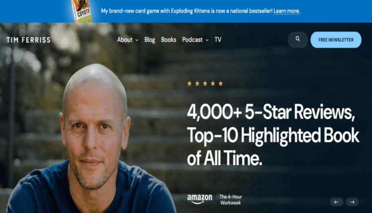 قناة Tim Ferriss لتطوير الذات في مجال ريادة الأعمال
