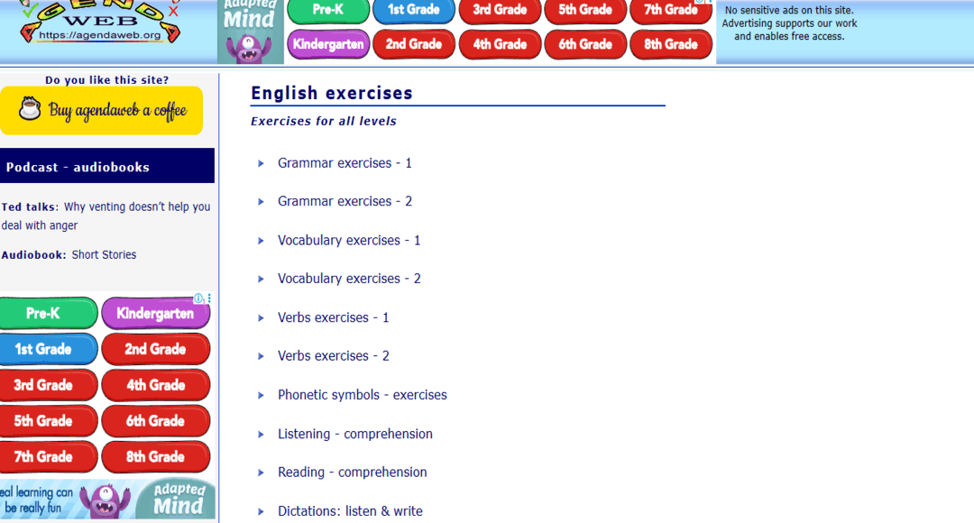موقع agenda web لتطوير مهارات اللغة الإنجليزية