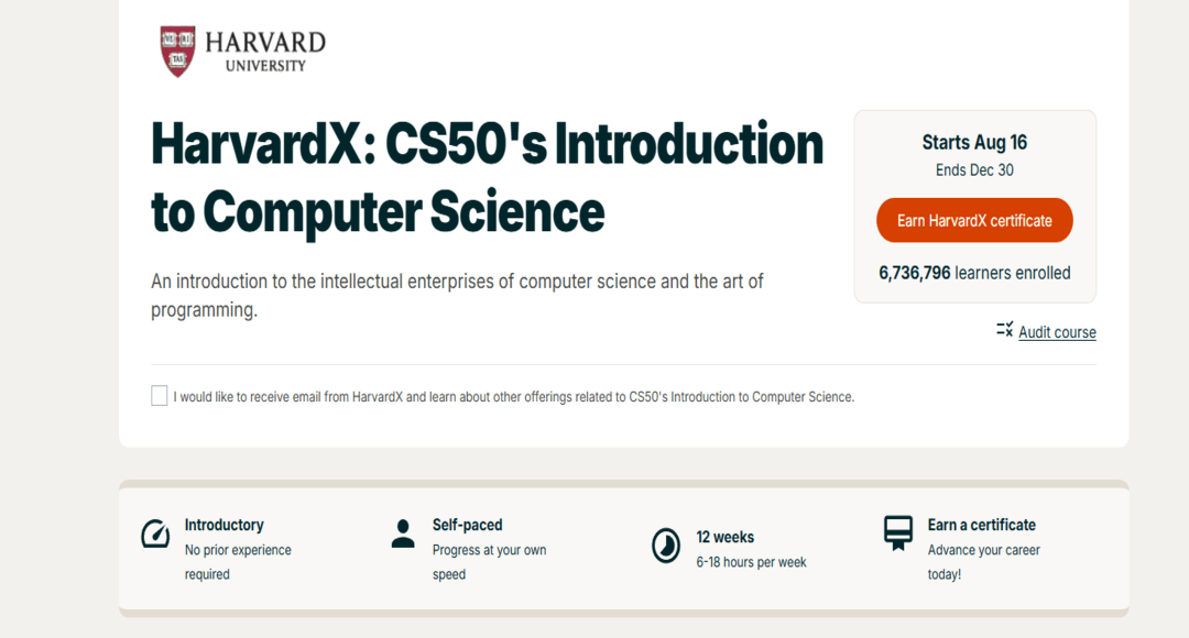 أفضل كورس فى علوم الحاسب