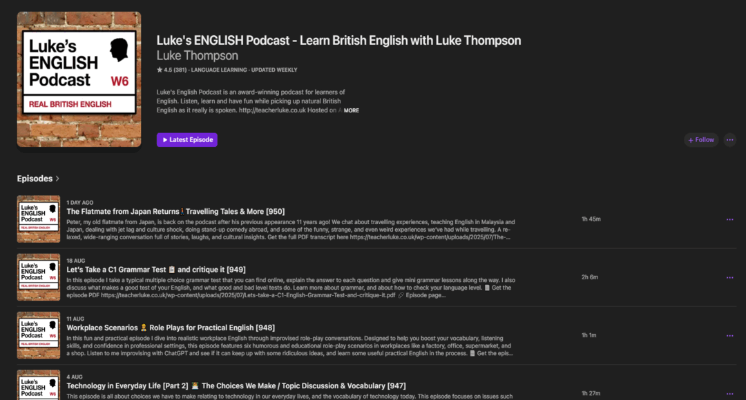 بودكاست Luke's ENGLISH Podcast