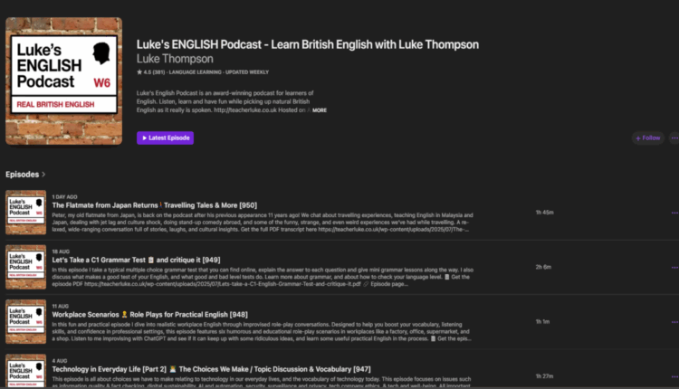 بودكاست Luke's ENGLISH Podcast