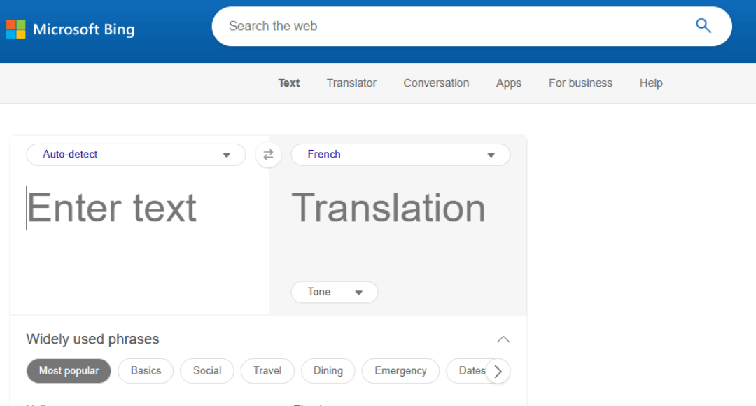 متصفح Bing Translator