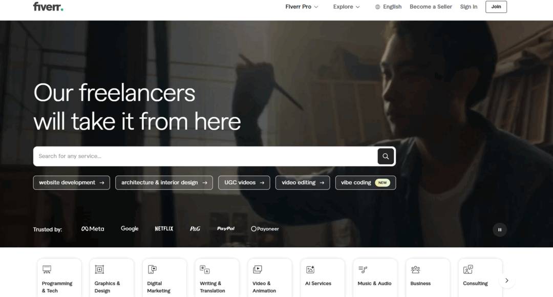 موقع Fiverr - منصة للعمل الحر عبر الإنترنت تقدم خدمات متنوعة
