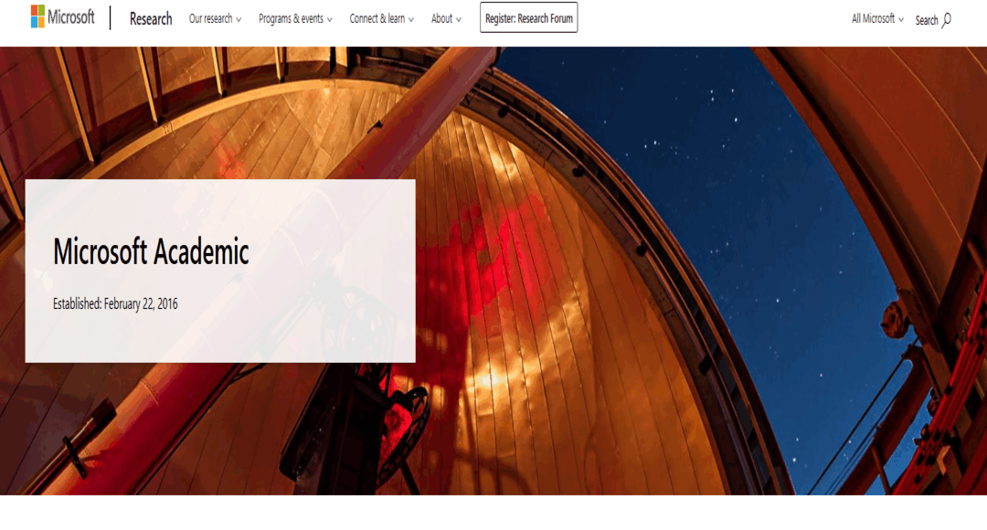 موقع Microsoft Academic - قاعدة بيانات شاملة للبحوث العلمية والأكاديمية والتقنية