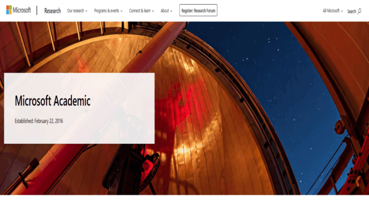 موقع Microsoft Academic - قاعدة بيانات شاملة للبحوث العلمية والأكاديمية والتقنية