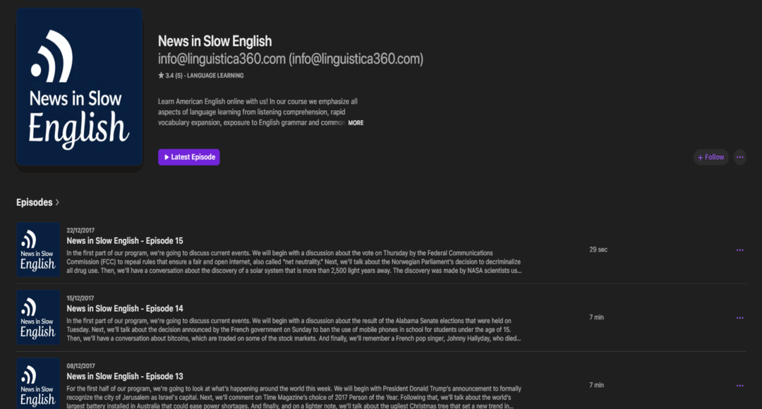 بودكاست News in Slow English