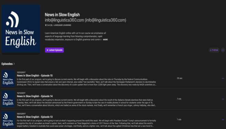 بودكاست News in Slow English