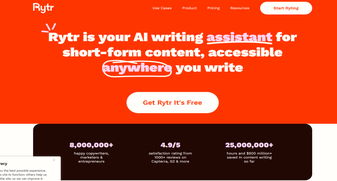 Rytr أفضل أداة لتحرير النصوص