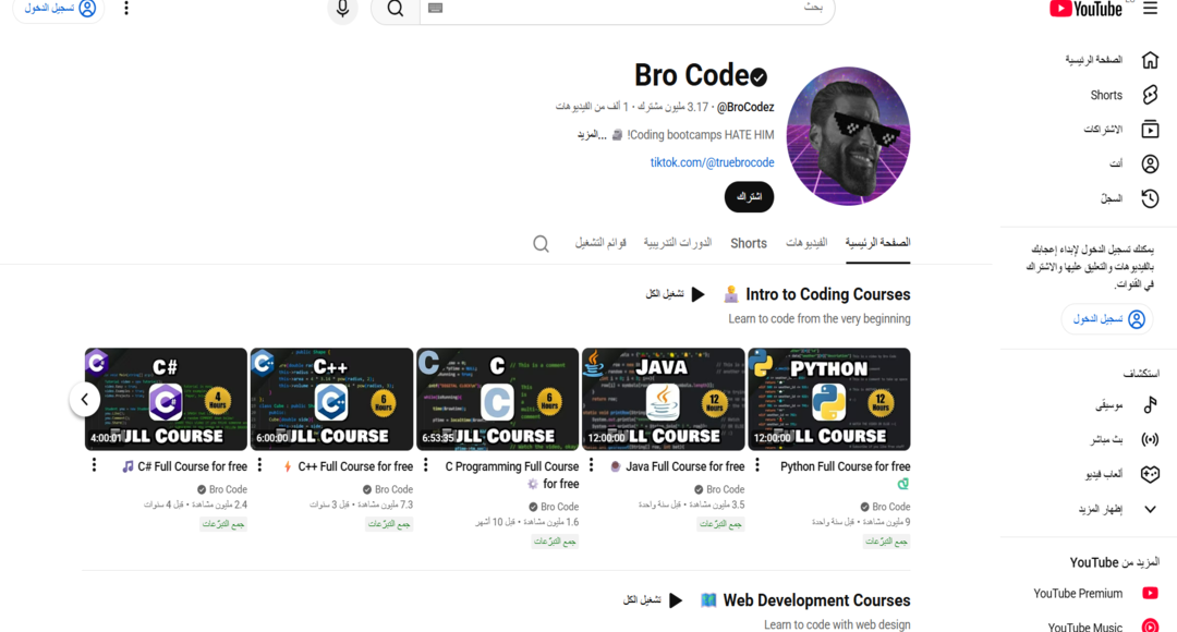 قناة Bro Code تُبسط تعلم البرمجة بسهوله لغير المتخصصين
